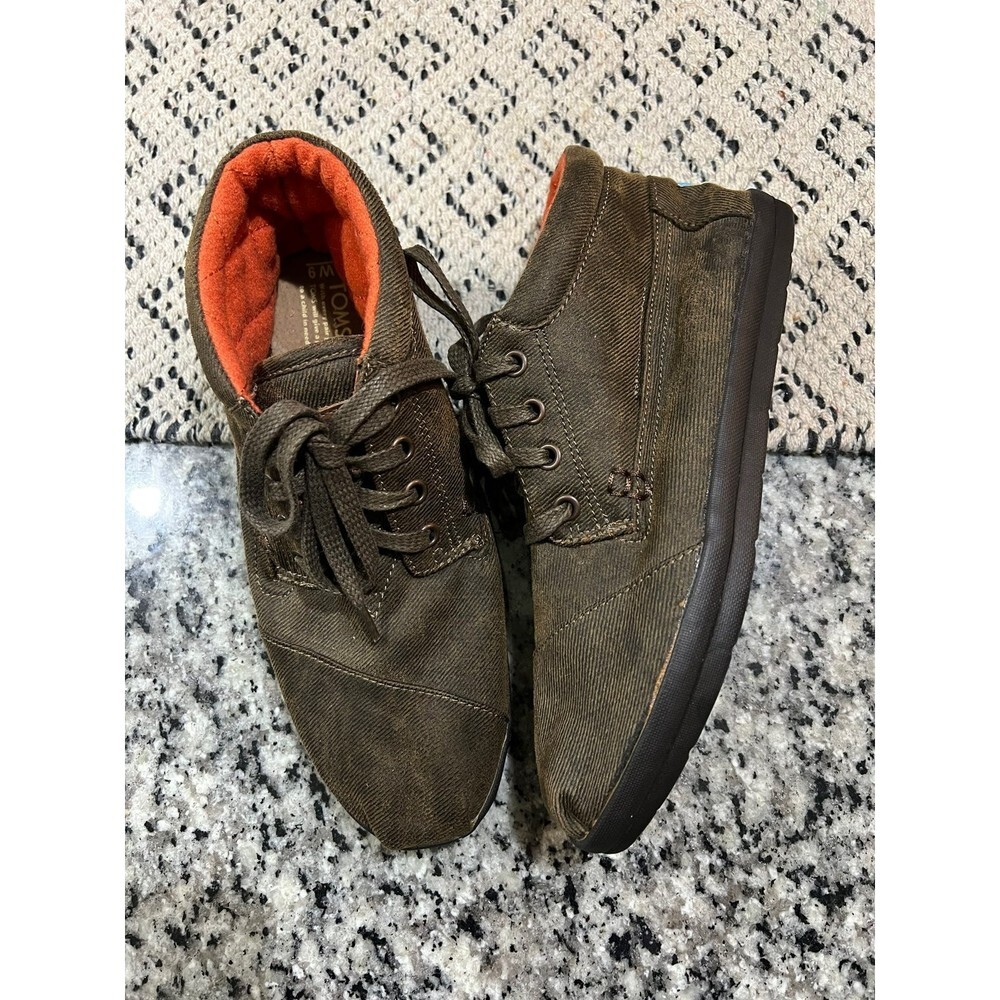 Toms Highlands Botas Chukka Canvas Hightop Shoes Women Size W9 Brown Orange